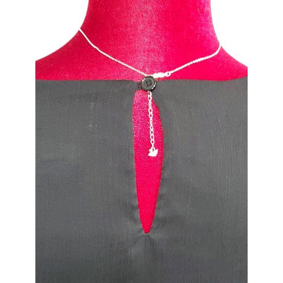 NWOT Carmen Marc Calvo black sheer batwing sleeve K- hole blouse size M 1228 - Picture 5 of 8